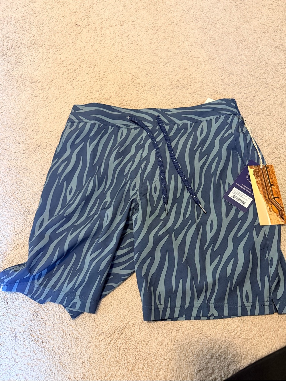 Fair Harbor Men's Blue Zebra-Print Swim Trunks